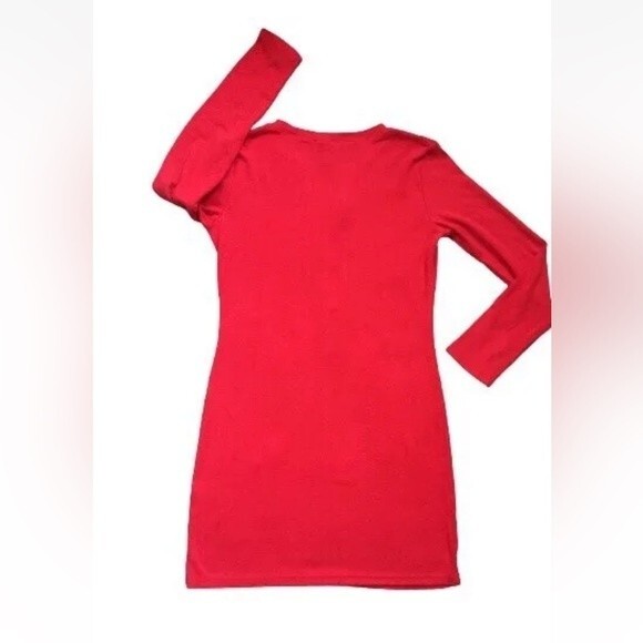 Doublju Women Red Casual Size Large Long Sleeve Sweater Dress Stretchy - Picture 4 of 12